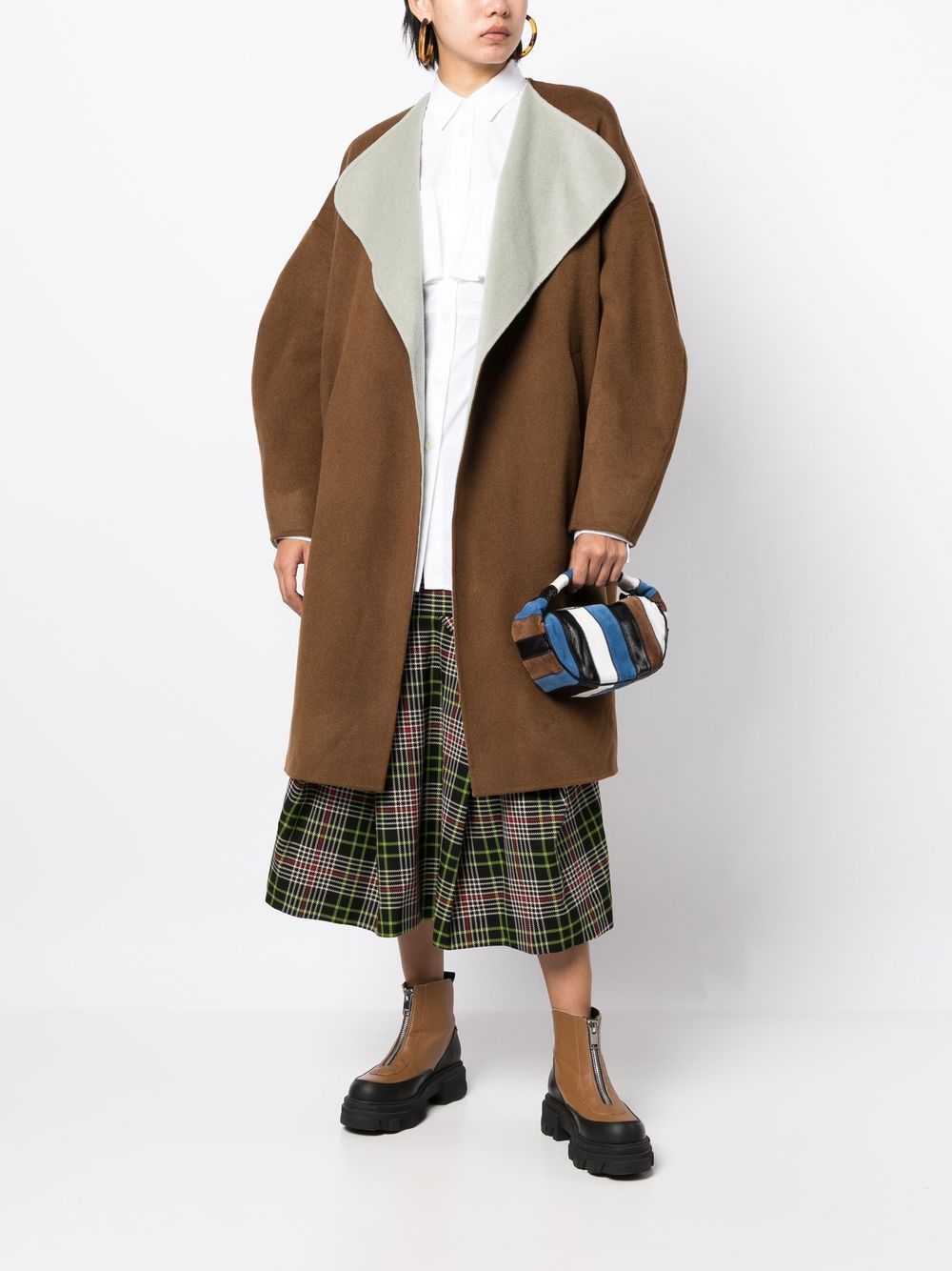 Shop Enföld Oversized Two-tone Wool Coat In Brown