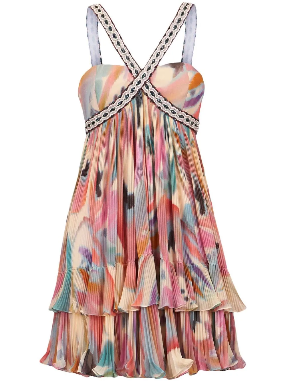 Etro Abstract-print Mini Dress In Pink