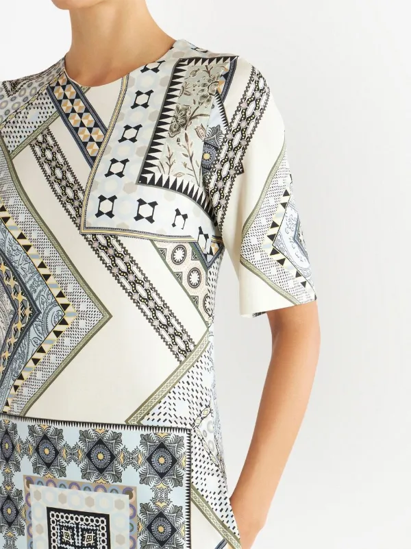 ETRO patchwork-print Shift Dress | White | FARFETCH