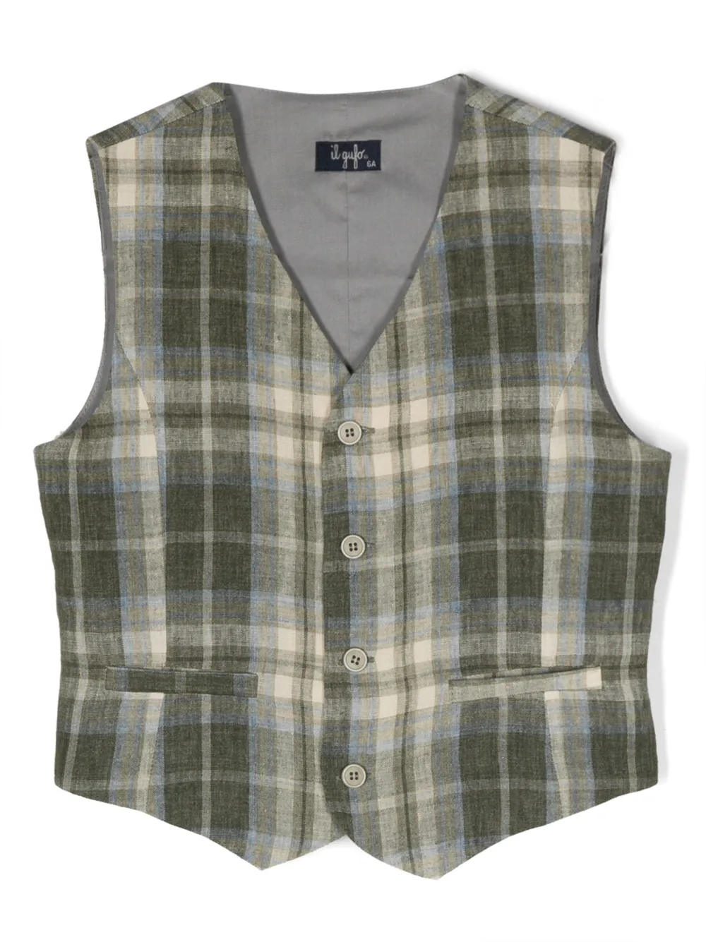 Il Gufo plaid-check print waistcoat | Green | Image 1