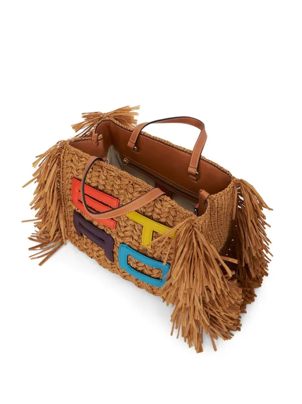 ETRO embroidered-logo Woven Tote Bag Brown FARFETCH IN