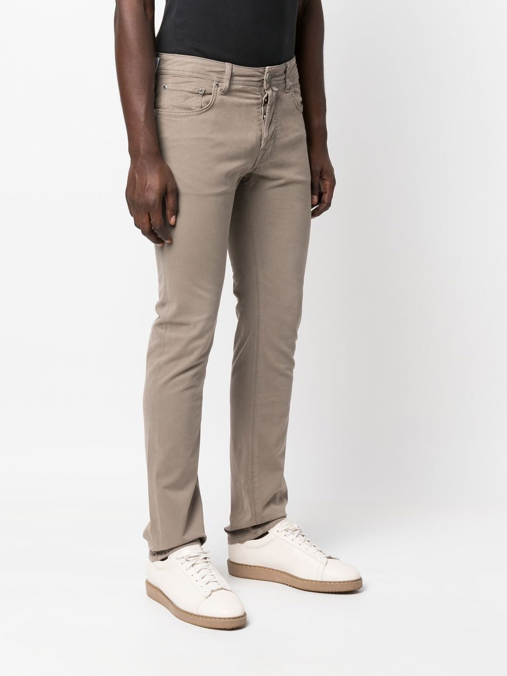Shop Jacob Cohen Brushed-finish Straight-leg Trousers In 灰色