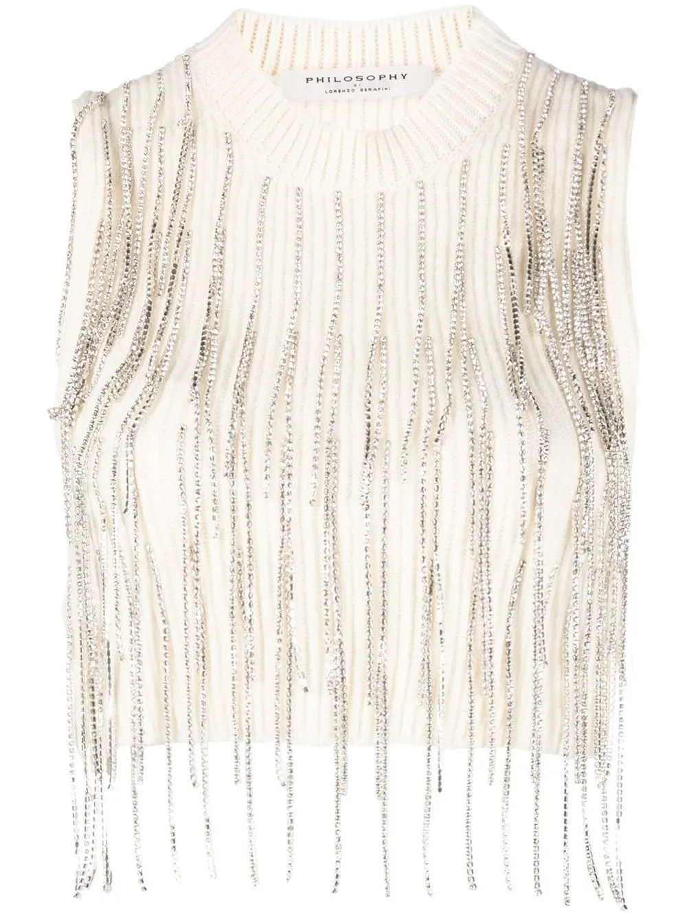 

Philosophy Di Lorenzo Serafini crystal-fringe cropped vest top - White