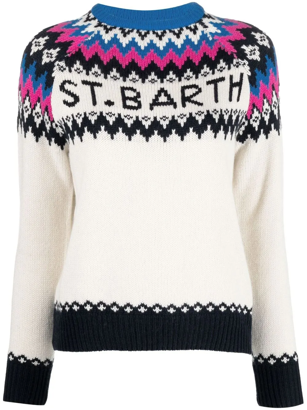 

MC2 Saint Barth fair-isle logo-knit jumper - White