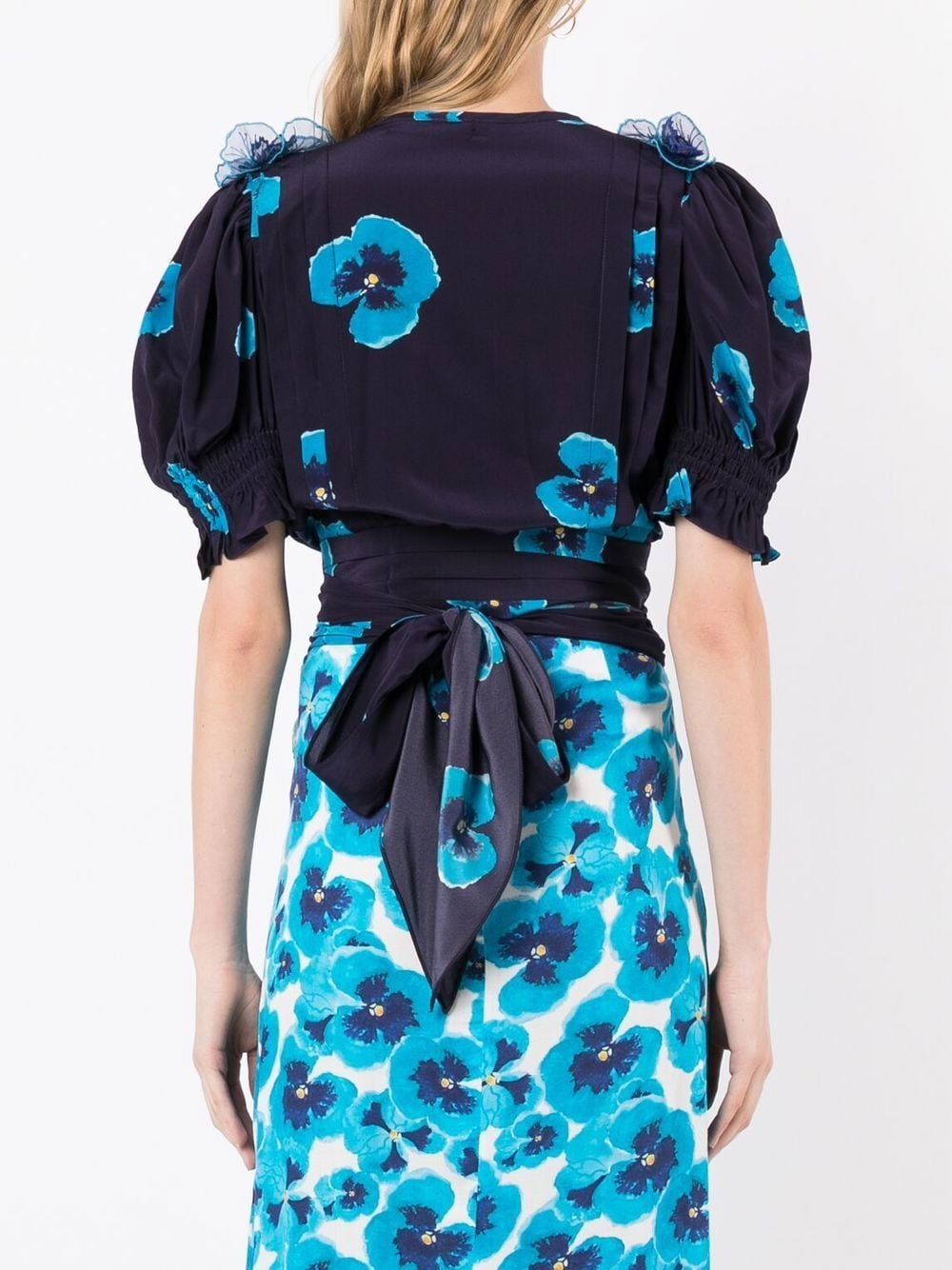Shop Isolda Lena Floral-print Wrap Top In Blue