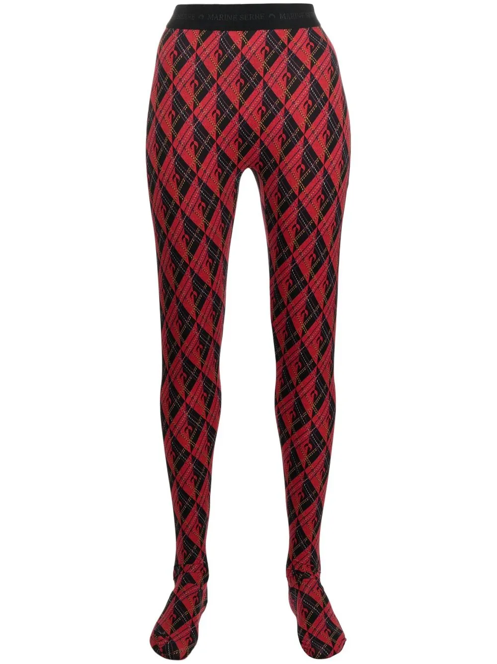 

Marine Serre leggins con logo en intarsia - Rojo