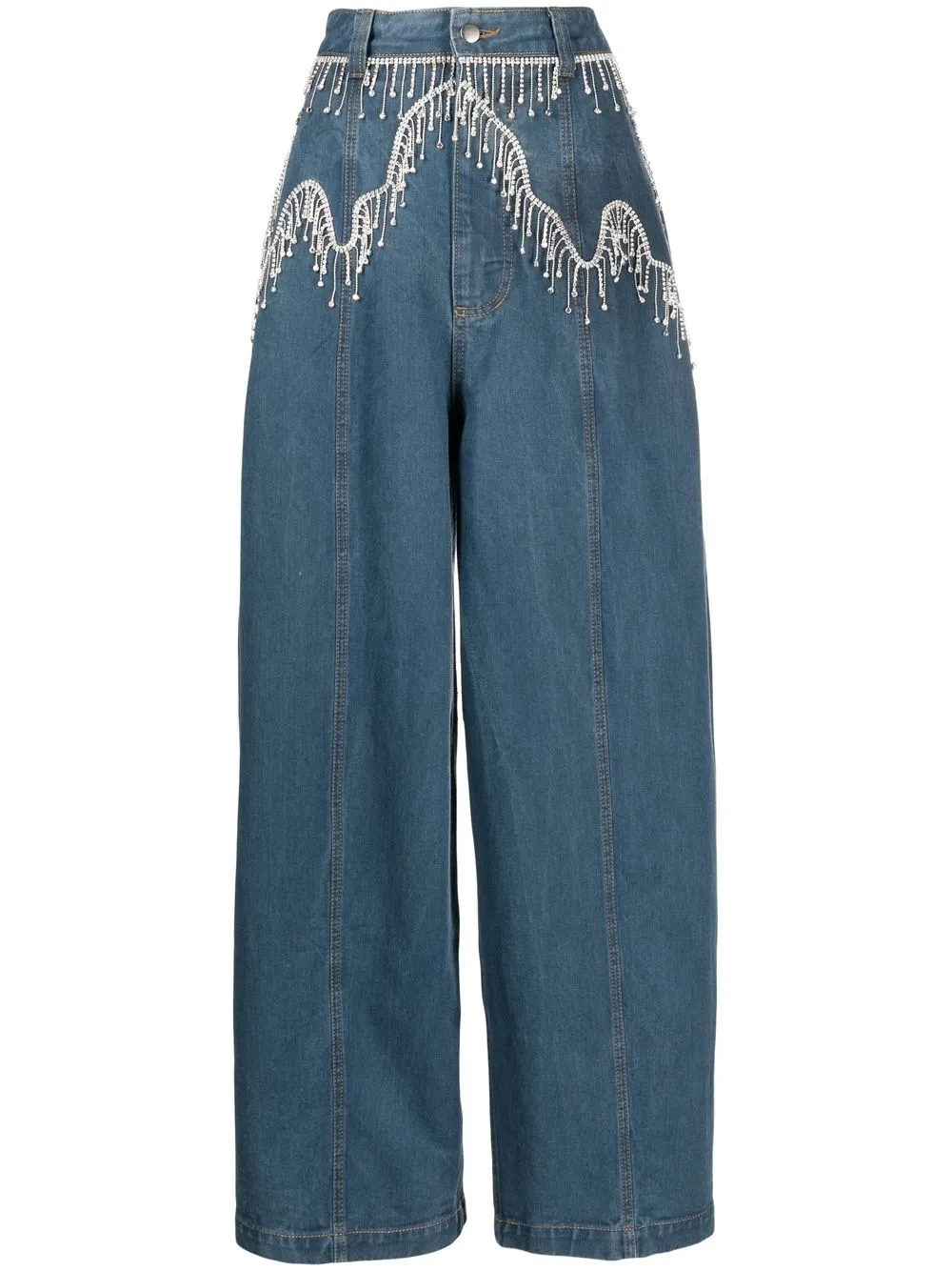 

ANOUKI crystal-embellished denim jeans - Blue