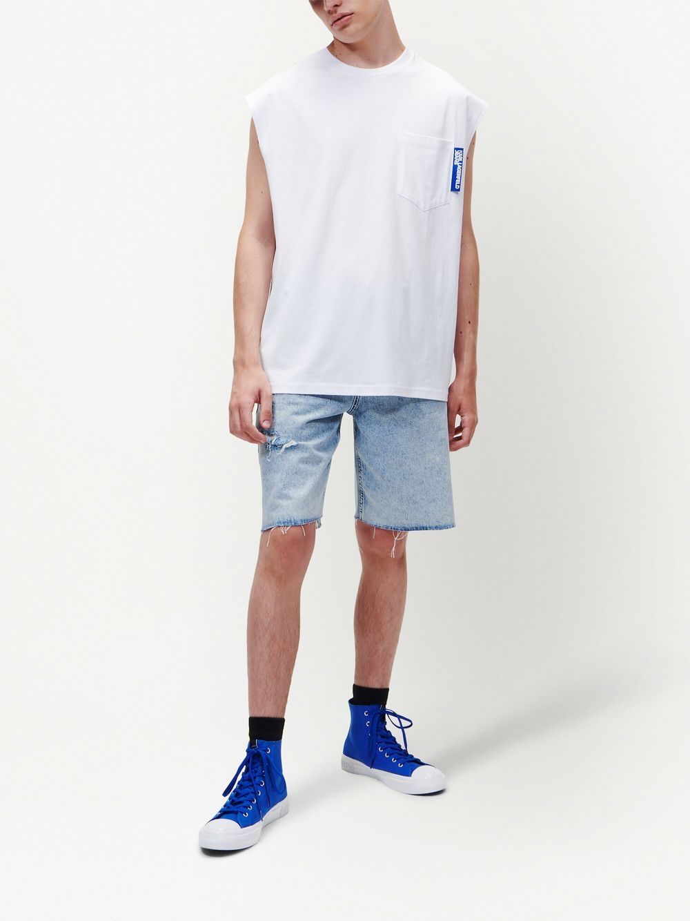 Karl Lagerfeld Jeans Gerafelde shorts - Blauw