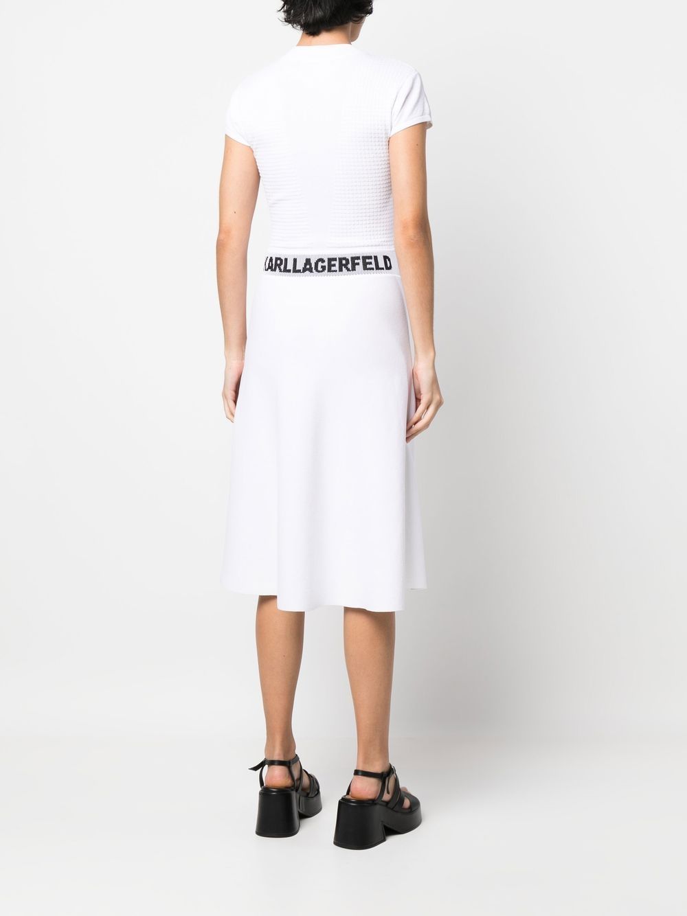 Shop Karl Lagerfeld Short-sleeve Knit Midi Dress In White