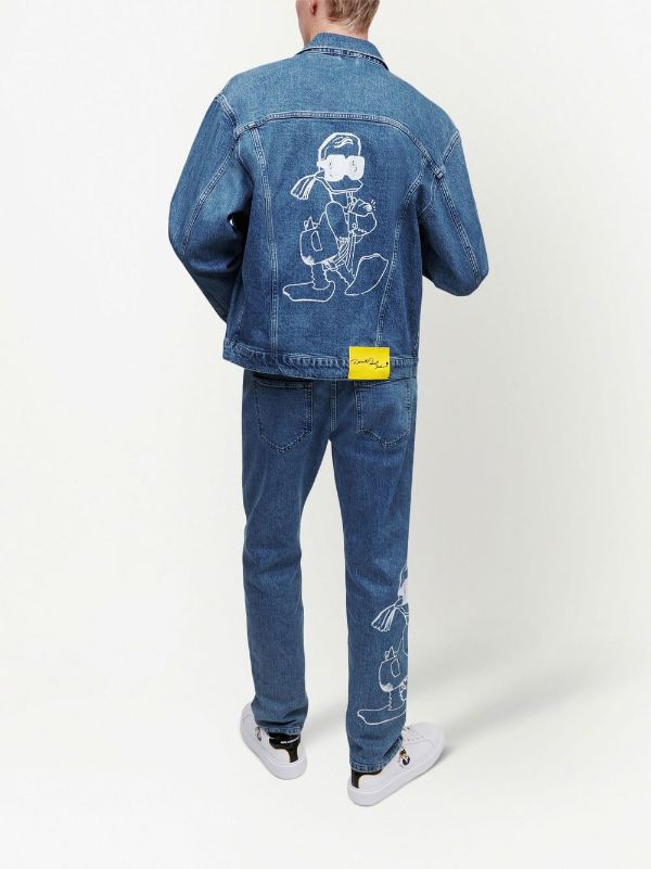 Karl Lagerfeld Man's KL Monogram Diamond Denim Jacket