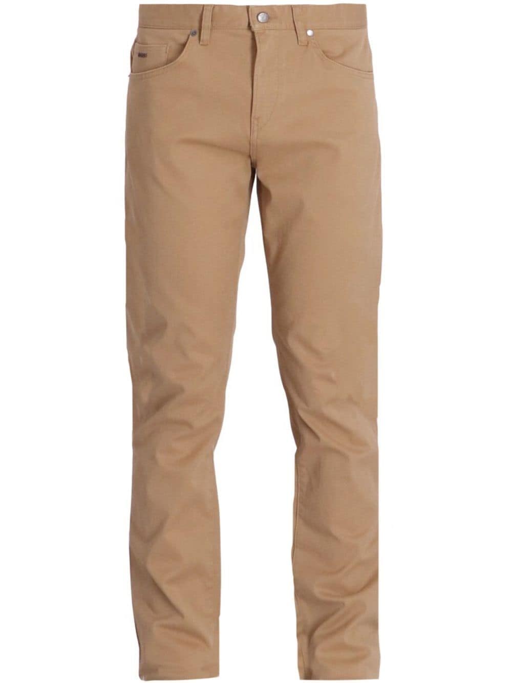 Shop Hugo Boss Five-pocket Slim-cut Trousers In Nude