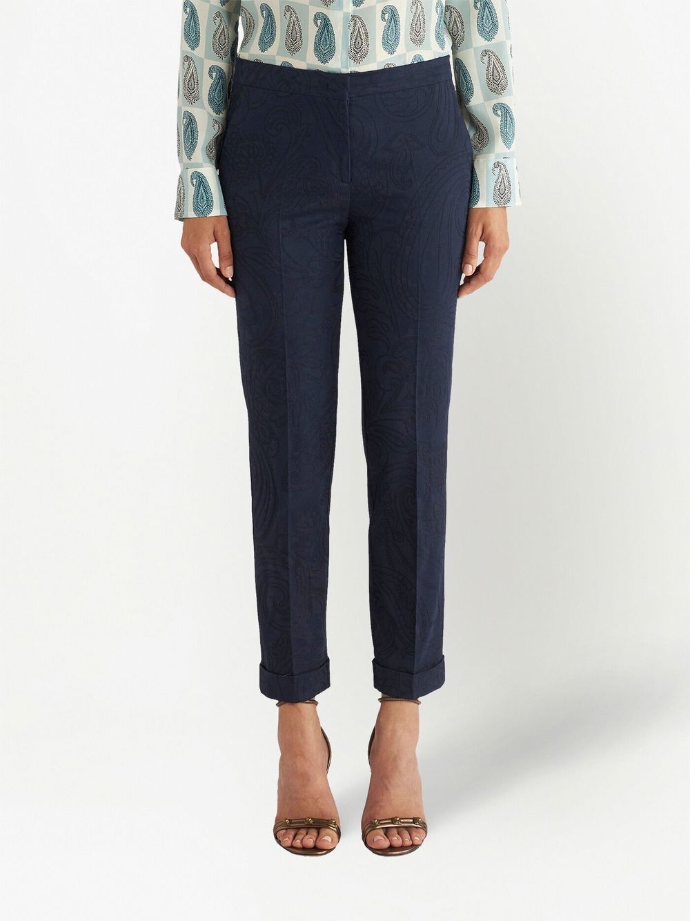 Shop Etro Tailored Cotton Trousers In Blue