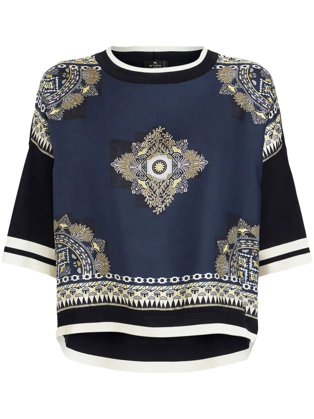 

ETRO panelled graphic-print T-shirt - Blue