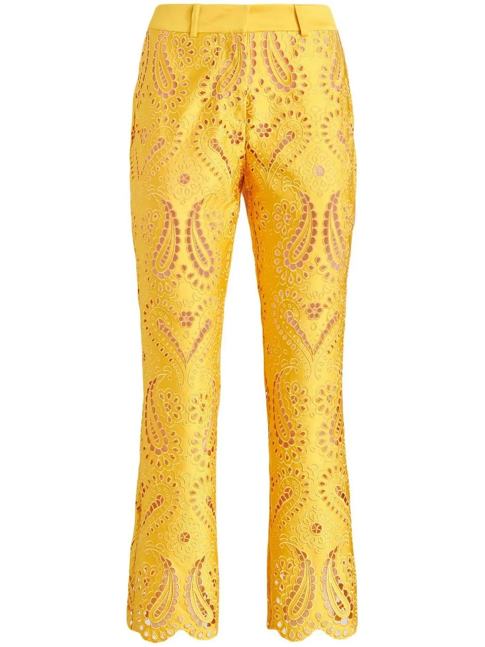 ETRO cropped broderie anglaise trousers - Yellow