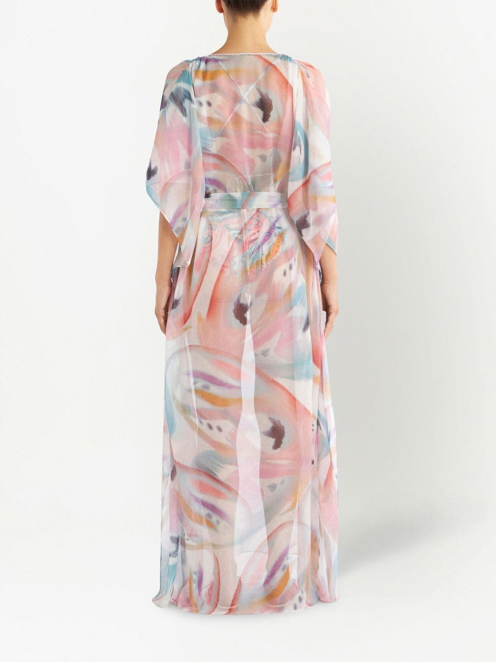 Shop Etro Brushstroke-pattern V-neck Maxi Dress In Pink