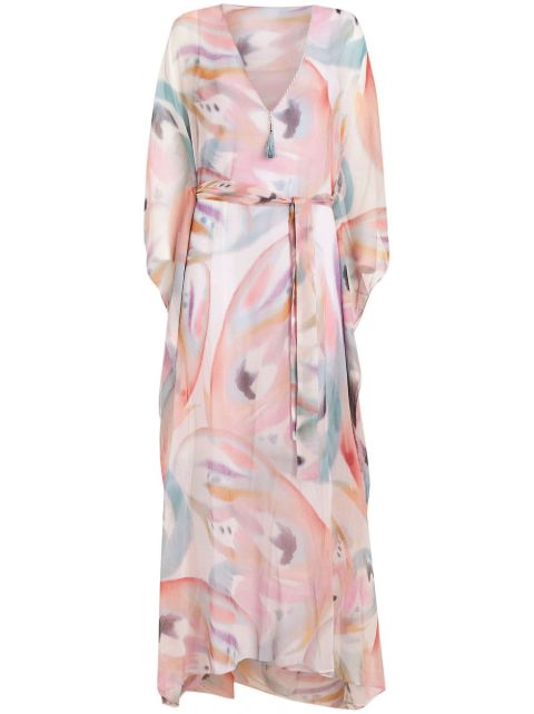 ETRO brushstroke-pattern V-neck maxi dress