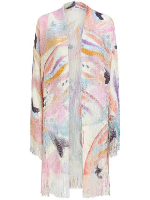 ETRO printed fringed cardigan
