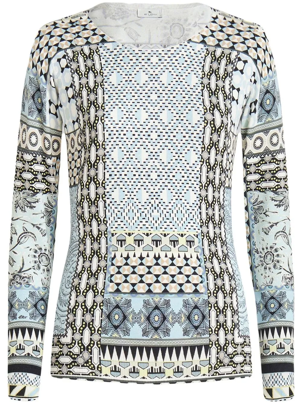 

ETRO graphic-print knitted silk jumper - Blue