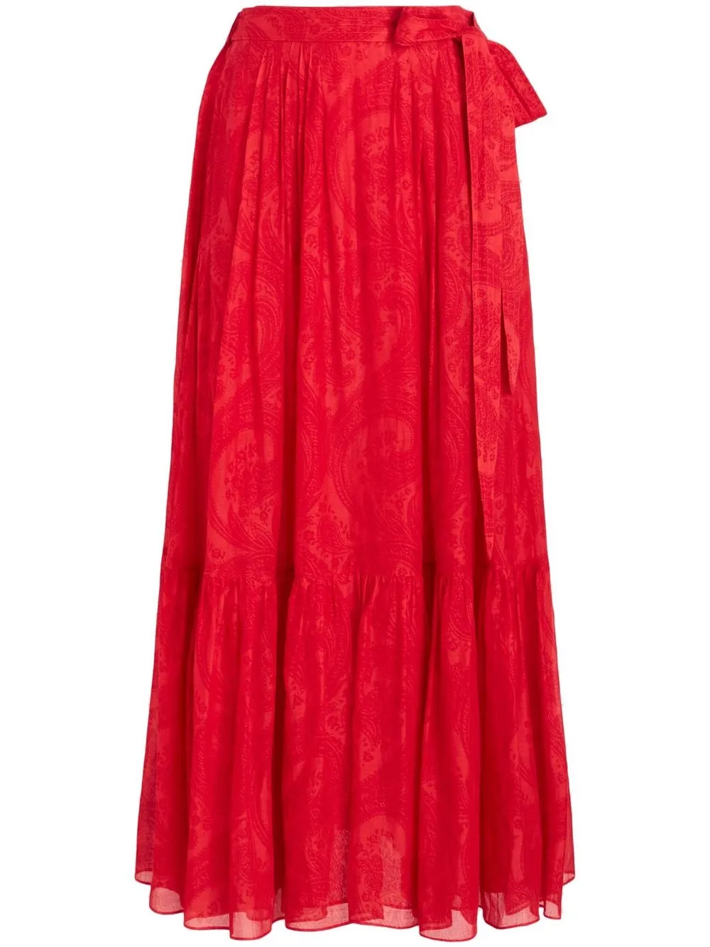 

ETRO bow-detail ruffled long skirt - Red