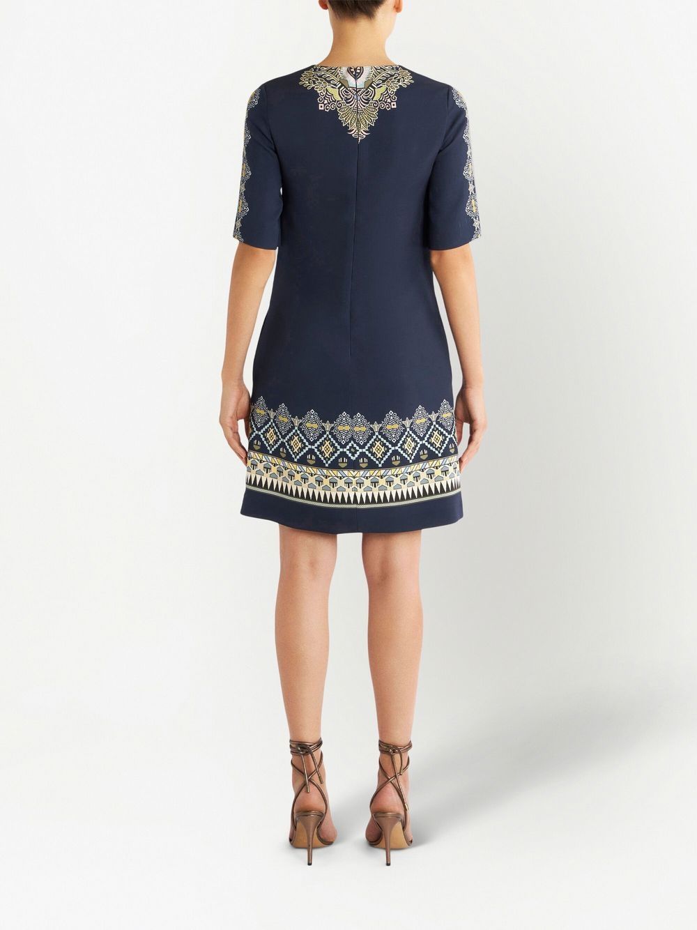 Shop Etro Embroidered-design Short-sleeve Dress In Blue