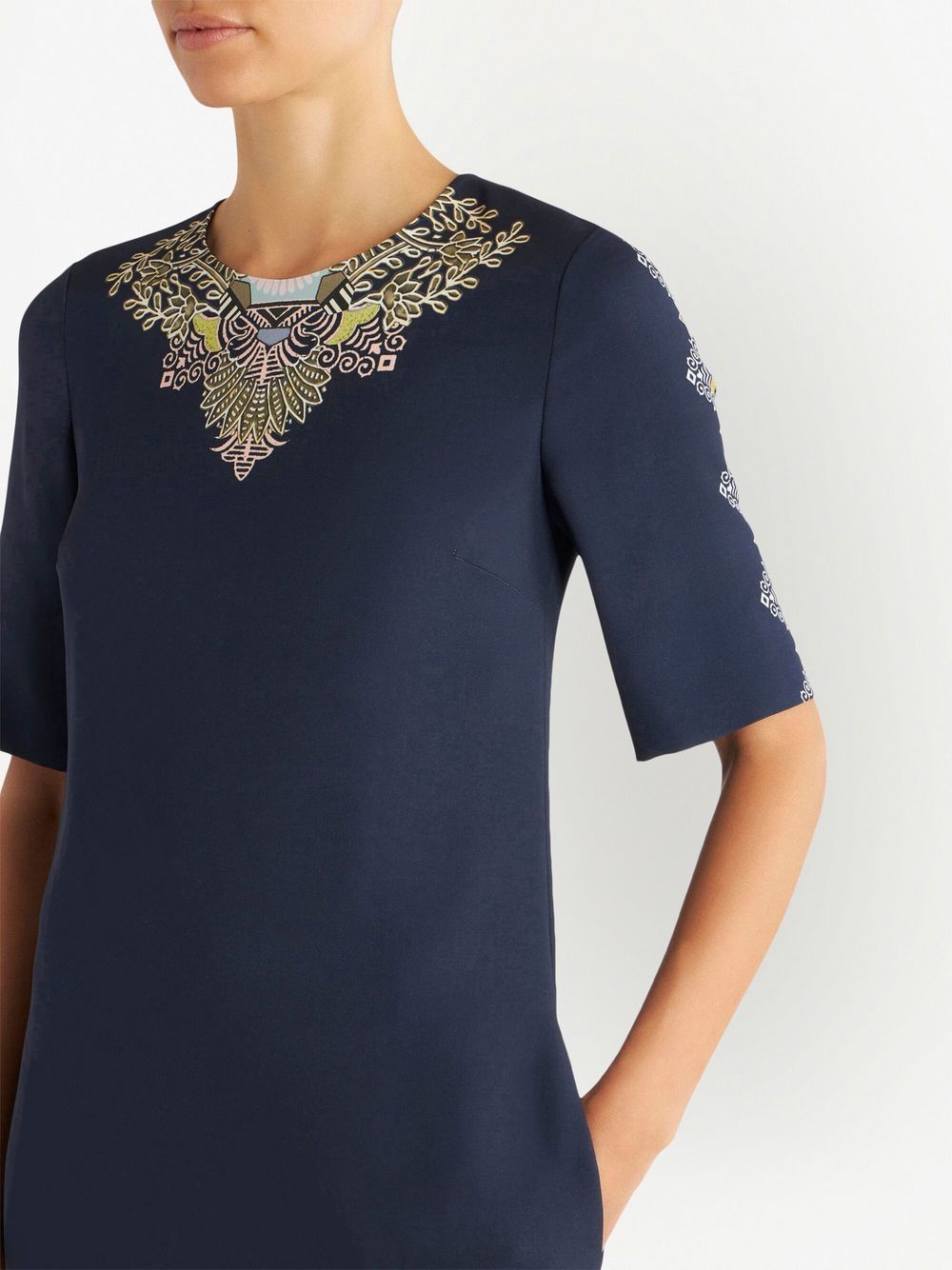 Shop Etro Embroidered-design Short-sleeve Dress In Blue