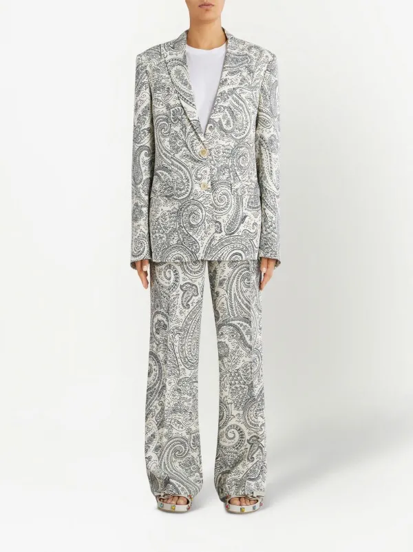 ETRO ペイズリー シングルジャケット | ホワイト | FARFETCH JP