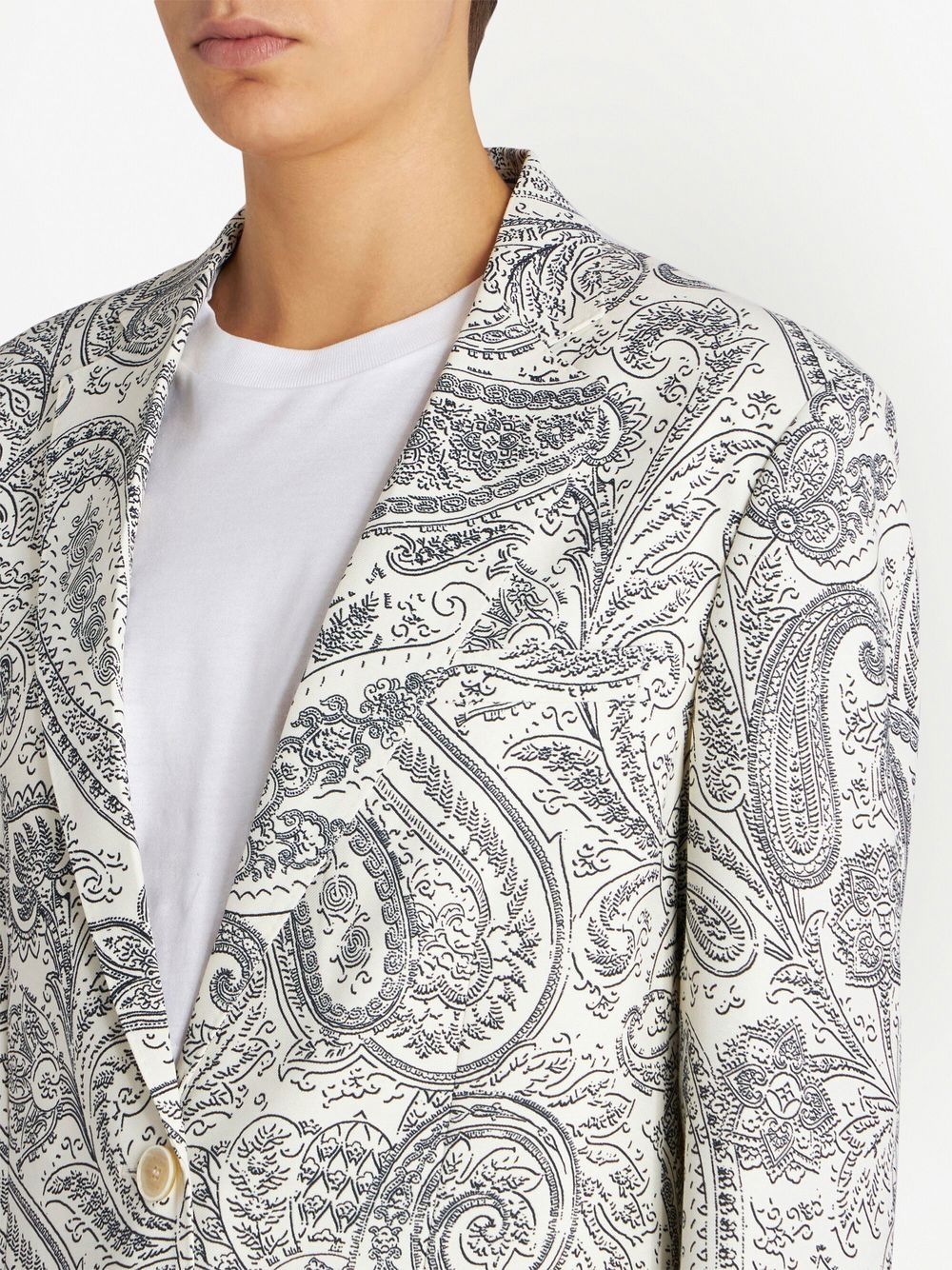 Shop Etro Paisley-print Single-breasted Blazer In White