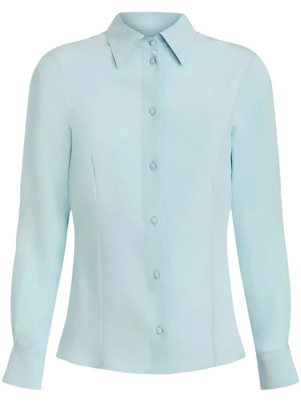 Etro Long-sleeved Silk Shirt In Blue