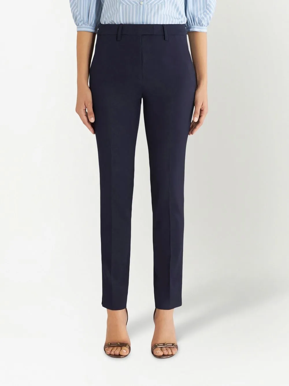 Shop Etro Slim Cut Trousers In Blue