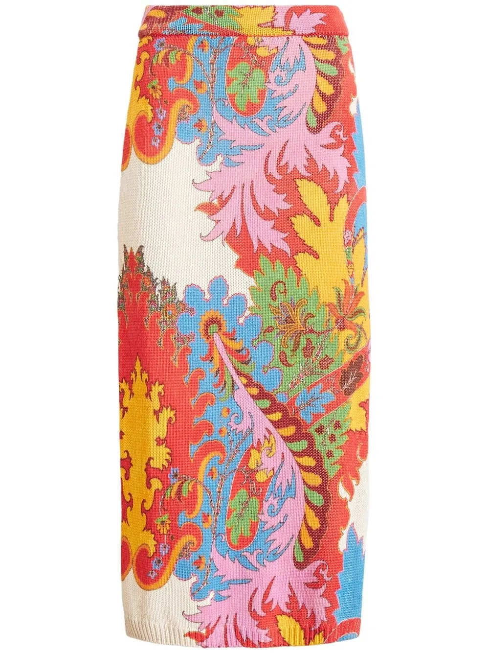 

ETRO paisley-print knitted silk skirt - White