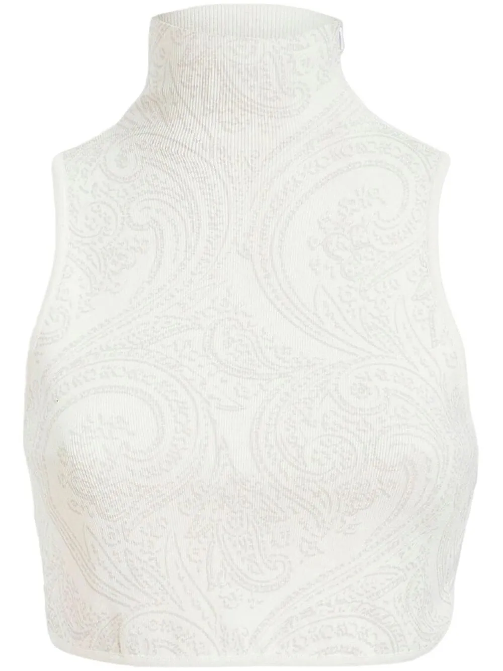 

ETRO paisley-print knitted crop top - White