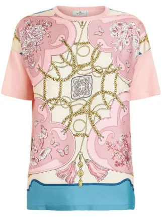 pink scarf print shirt