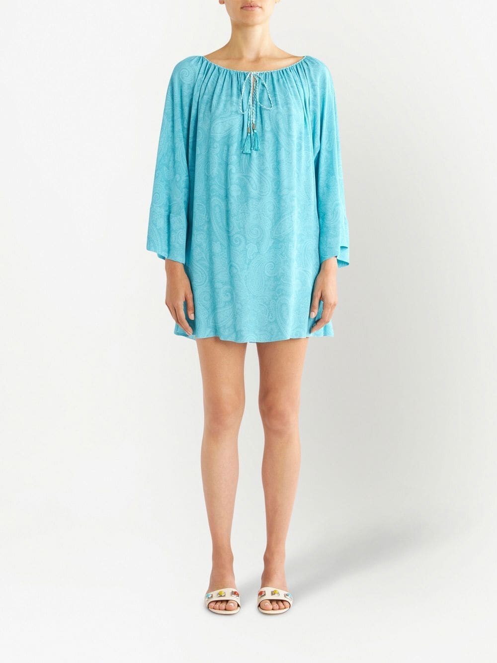 Shop Etro Paisley-print Mini Beach Dress In Blue