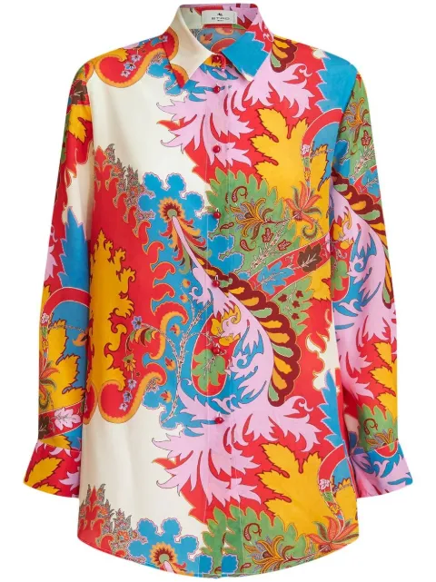 graphic-print silk shirt