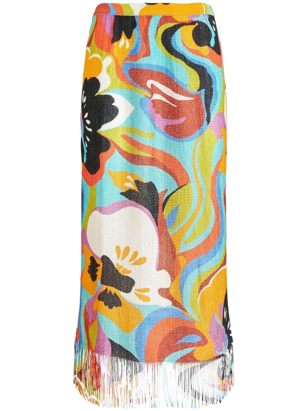 

ETRO floral-print fringe detail knitted skirt - Multicolour