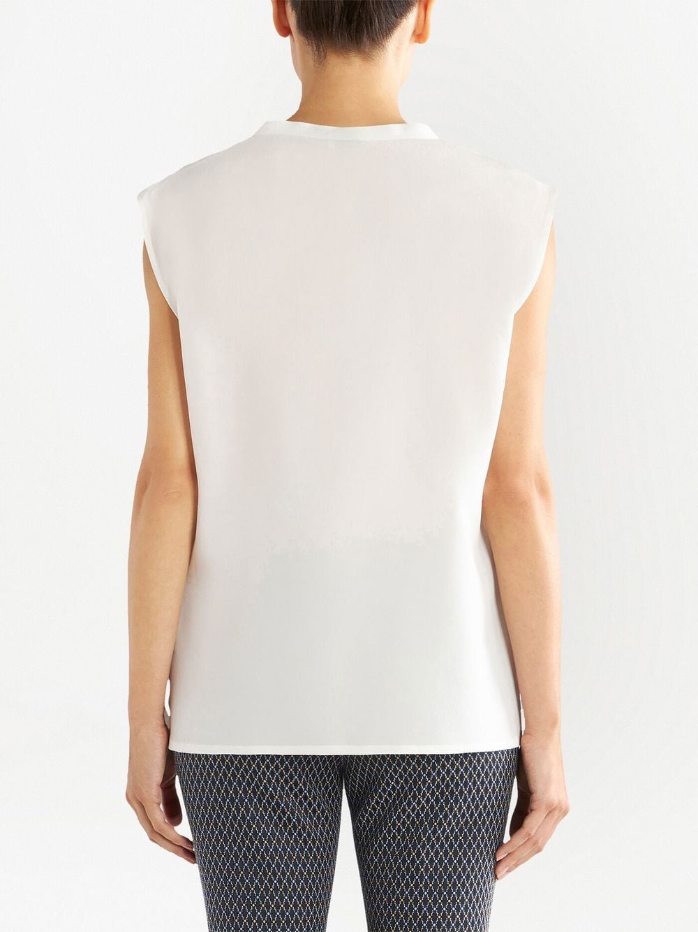 Shop Etro Split-neck Sleeveless Blouse In White