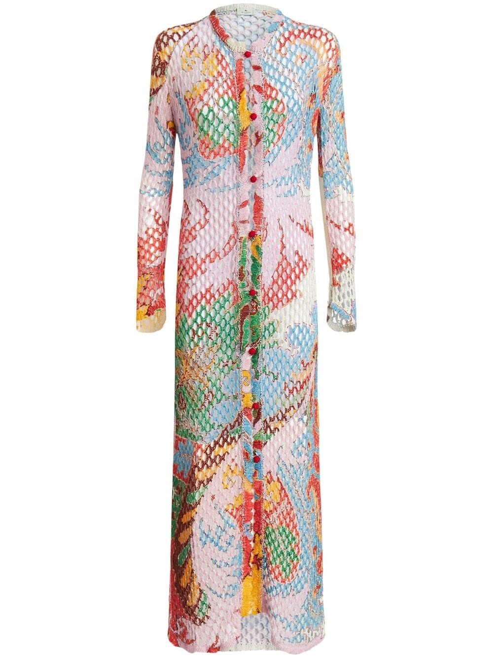 Shop Etro Long-line Knit Cardigan In Multicolour