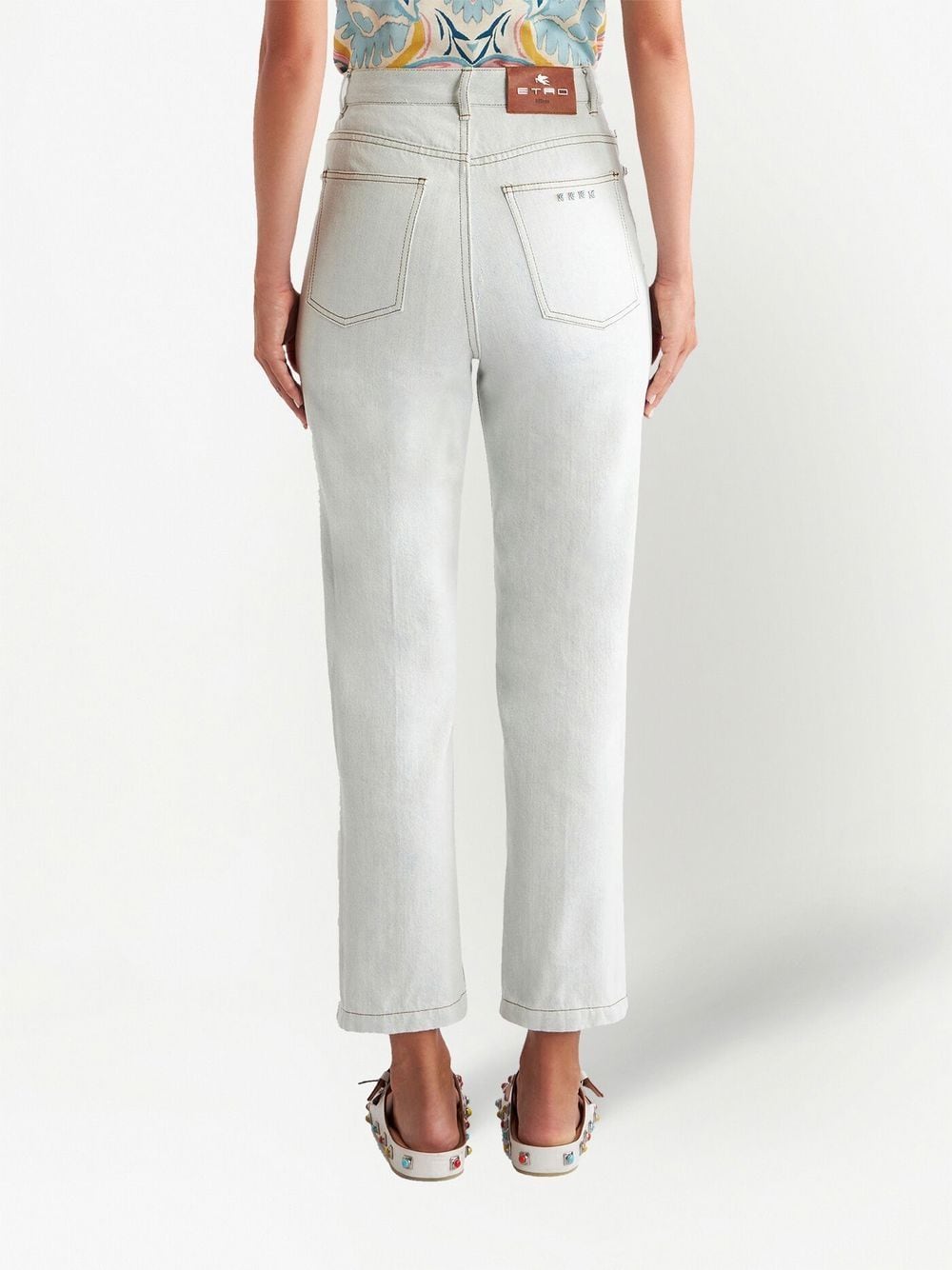 Shop Etro High-rise Cropped Jeans In Blue
