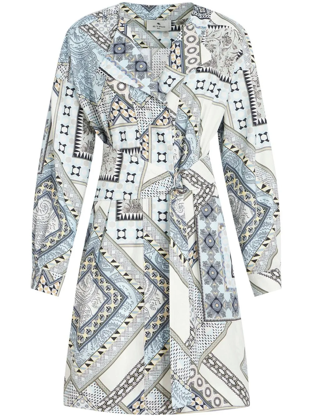 Etro Mix-print Belted Dress In White