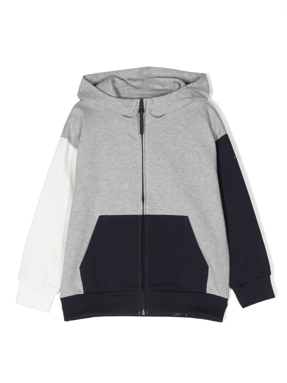 Il Gufo Kids' Colour-block Zip-up Hoodie In Grey