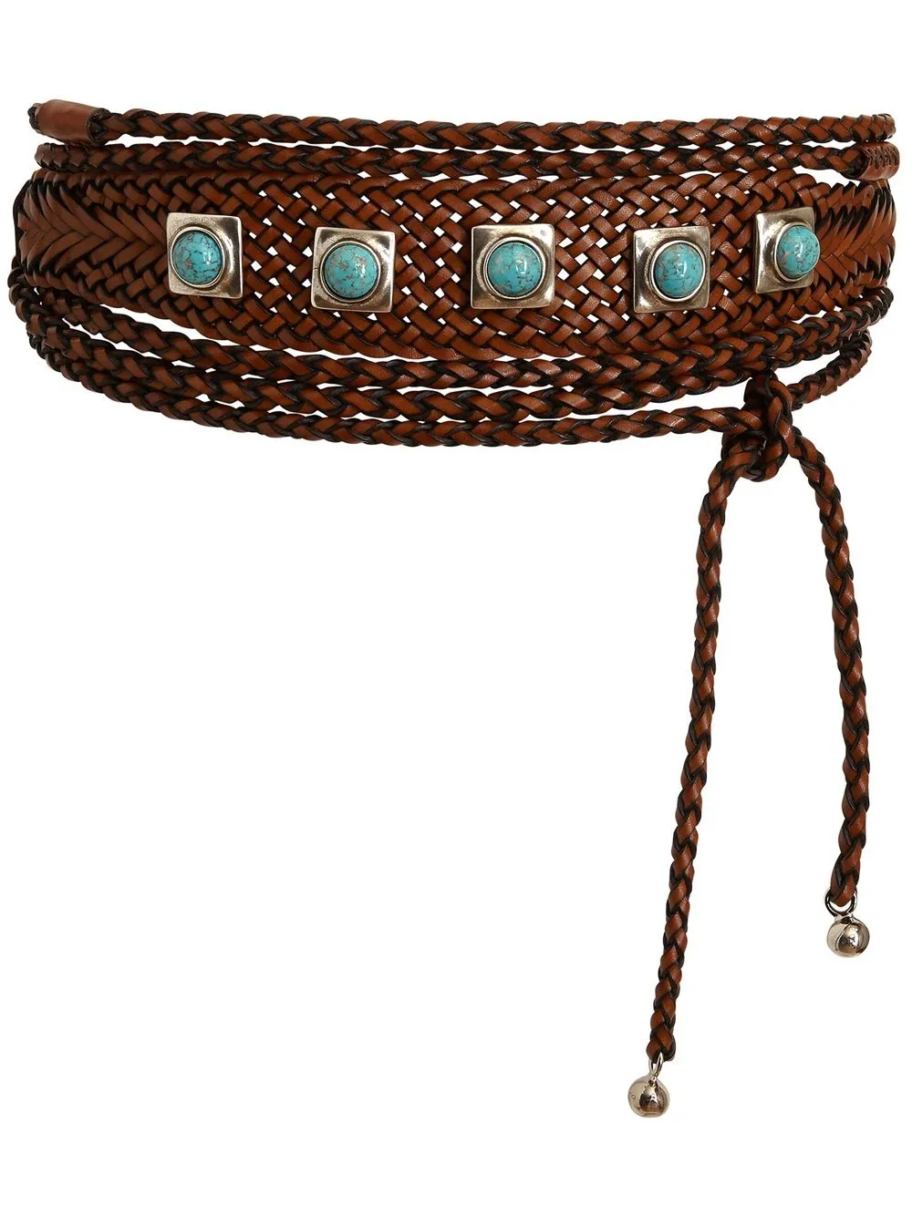 

ETRO turquoise-stone embellished belt - Brown