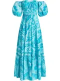 ETRO paisley-print off-shoulder maxi dress - Blue