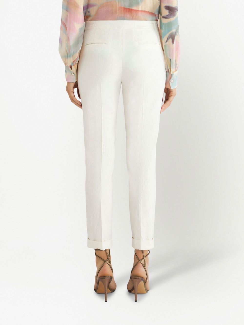 Shop Etro Tailored Cotton Trousers In White