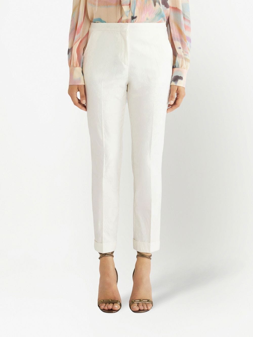 Shop Etro Tailored Cotton Trousers In White