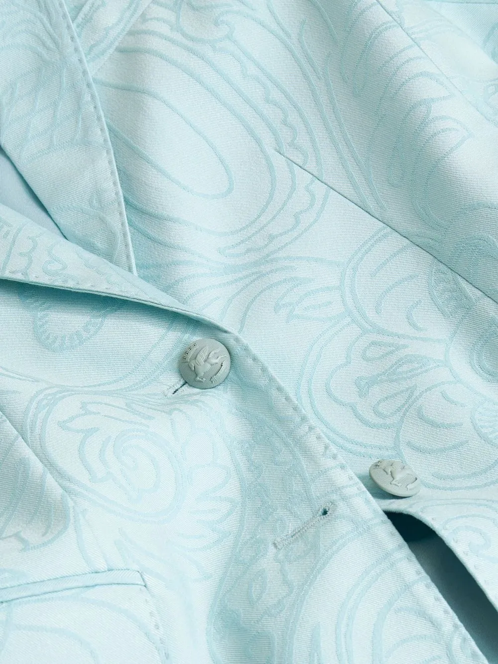 Etro Jacquard Cotton Blend Jacket With Paisley Pattern In Blue