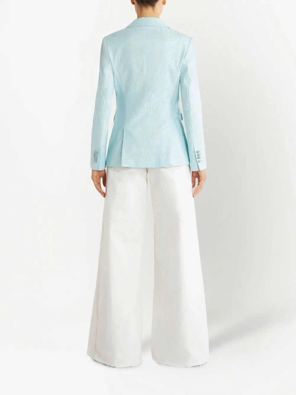 Etro Jacquard Cotton Blend Jacket With Paisley Pattern In Blue
