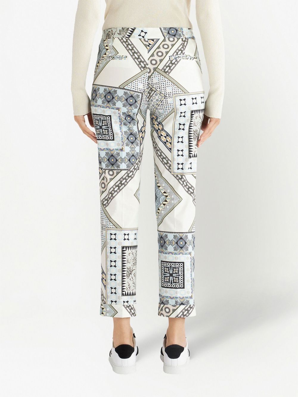 Shop Etro Paisley Patchwork Tailored Trousers In 蓝色