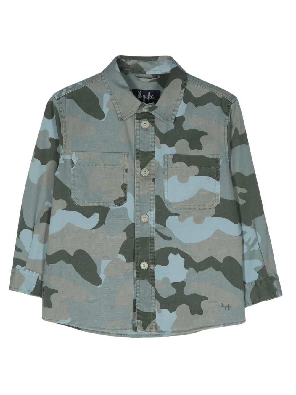 Il Gufo Camouflage Cotton-blend Jacket In Blue