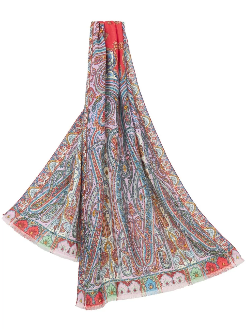 

ETRO paisley-print frayed-edge scarf - Red