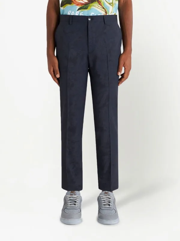 ETRO patterned-jacquard straight-leg Trousers | Blue | FARFETCH